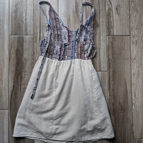 GAP Linen Cotton Boho Sleeveless Mini Dress Women’s Size 2 Beige Multicolor - Picture 1 of 5